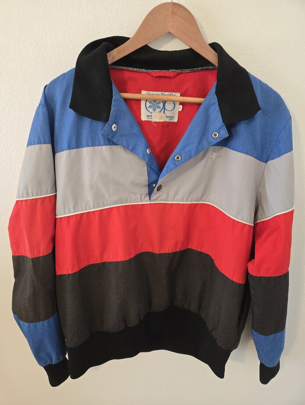 Vintage OP Ocean Pacific Windbreaker Pullover Jacket Mens Large Weather Wear